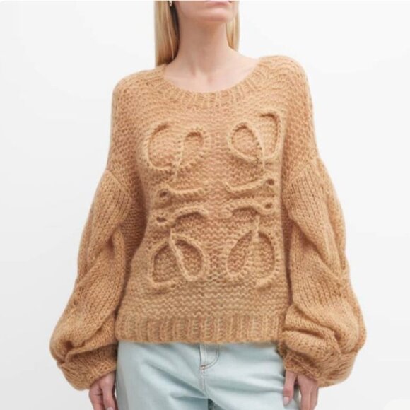 Loewe Women's Brown Knit Letter Puzzle Sweater - Picture 2 of 13